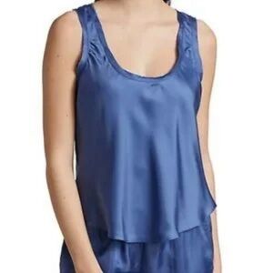 NWOT Cinq a Sept Ashleigh Satin Scoopneck Tank 100% Cupro Blue